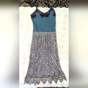 Vintage Beaded Silk Slip Dress